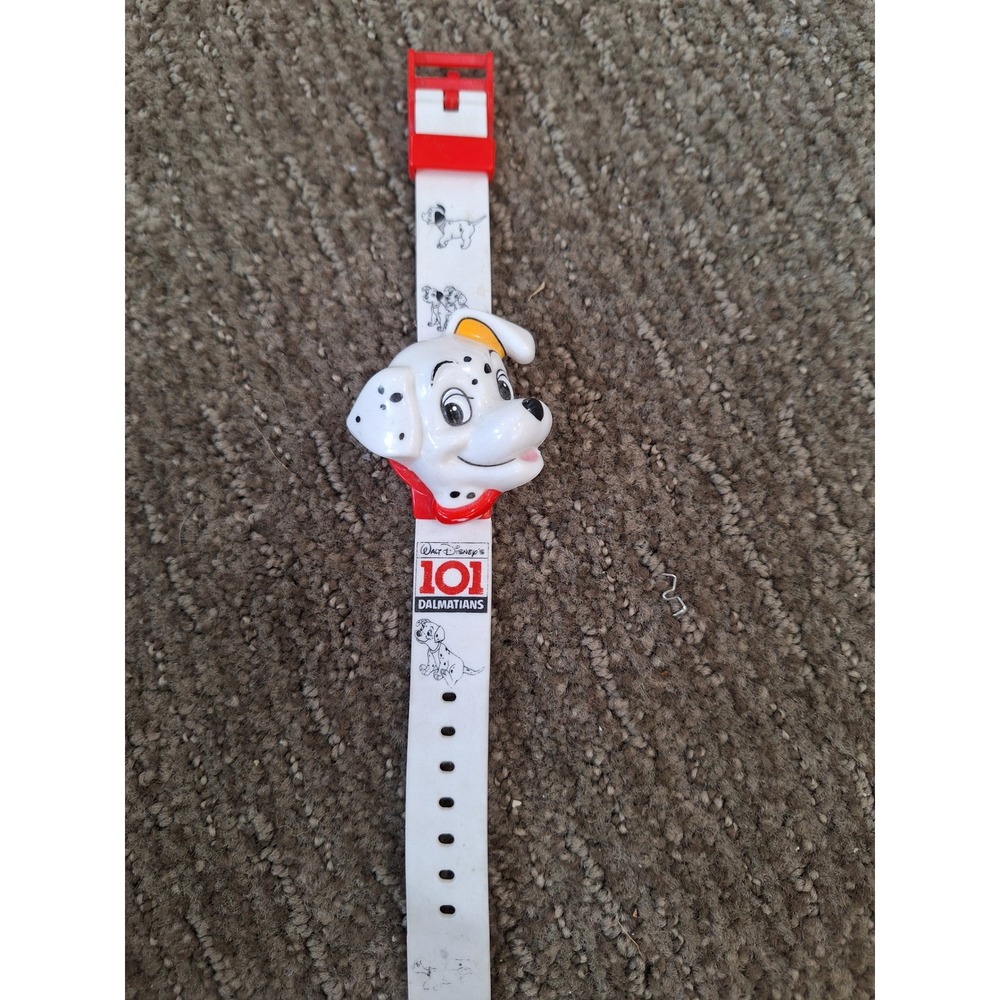 Vintage Disney 101 Dalmatians Digital Watch 3D Flip Top Puppy Head White Red